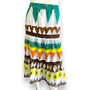 SAKS 5TH AVENUE THREADS MULTI COLORED GEOMETRIC 100% COTTON SKIRT. WOMEN’S SZ XL